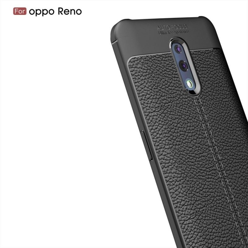 Cover Hoesje Oppo Reno Rood Zwart Telefoonhoesje Lychee Leereffect