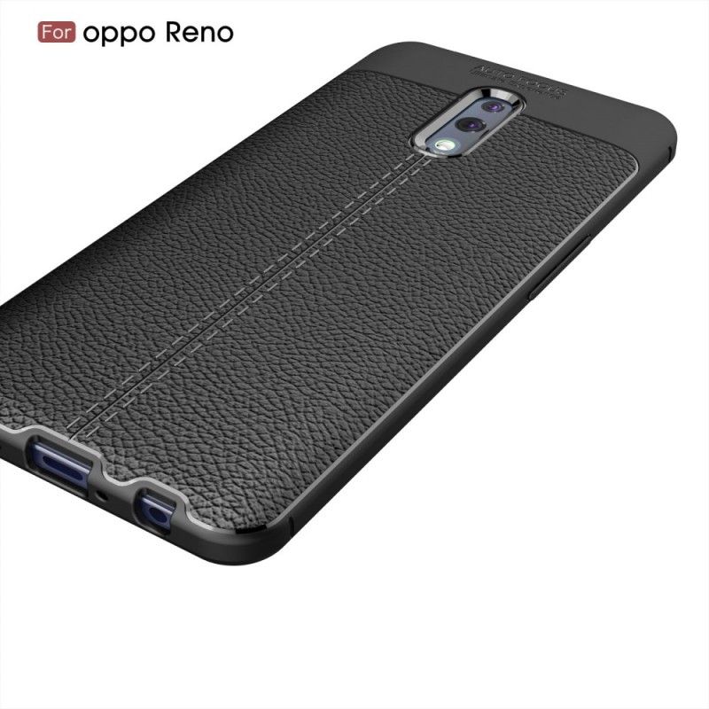 Cover Hoesje Oppo Reno Rood Zwart Telefoonhoesje Lychee Leereffect