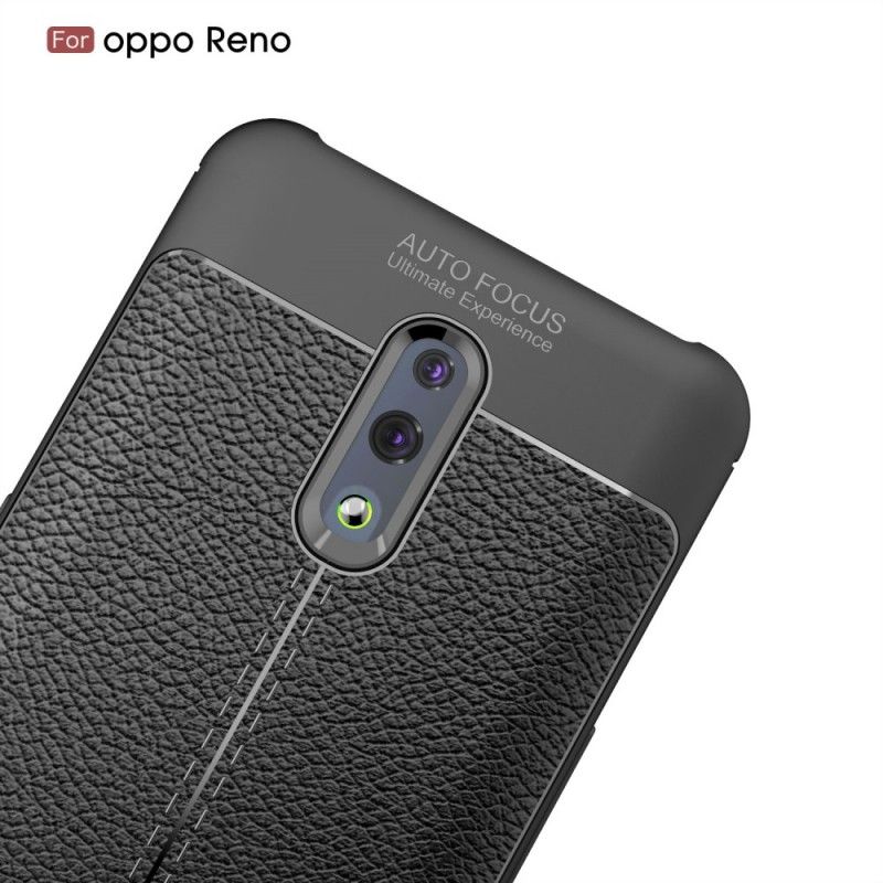 Cover Hoesje Oppo Reno Rood Zwart Telefoonhoesje Lychee Leereffect