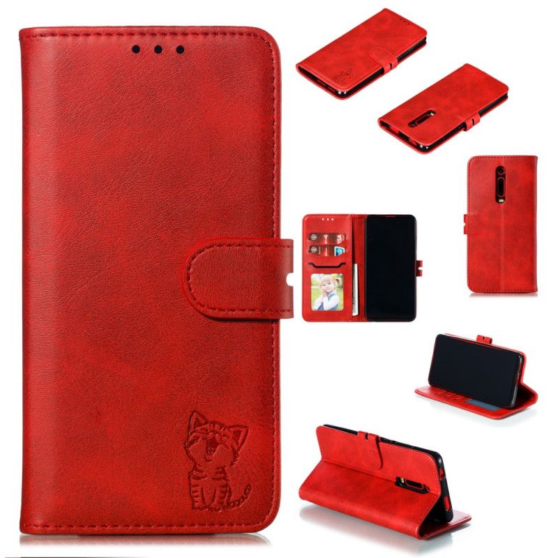 Bescherming Hoesje Xiaomi Mi 9T / Mi 9T Pro Geel Rood Kitten