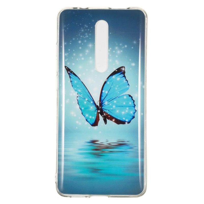 Cover Hoesje Xiaomi Mi 9T / Mi 9T Pro Telefoonhoesje Fluorescerende Blauwe Vlinder