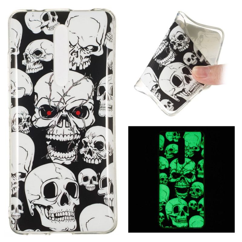 Hoesje Xiaomi Mi 9T / Mi 9T Pro Telefoonhoesje Aandacht Fluorescerende Schedels