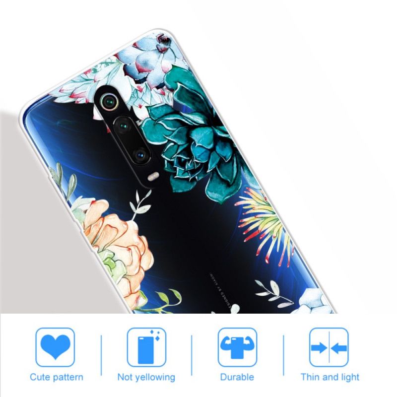Hoesje Xiaomi Mi 9T / Mi 9T Pro Telefoonhoesje Transparante Aquarelbloemen