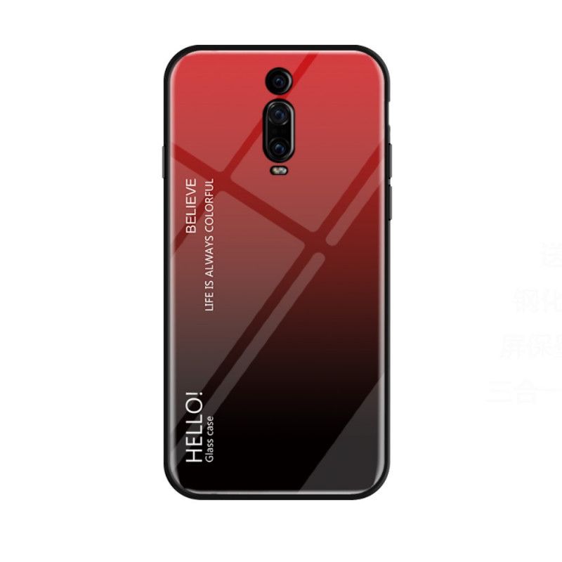 Hoesje Xiaomi Mi 9T / Mi 9T Pro Wit Zwart Hallo Gehard Glas