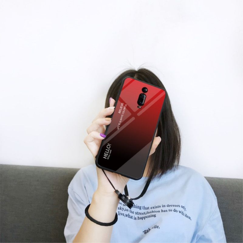 Hoesje Xiaomi Mi 9T / Mi 9T Pro Wit Zwart Hallo Gehard Glas