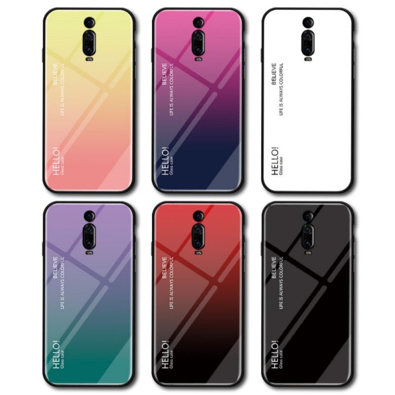 Hoesje Xiaomi Mi 9T / Mi 9T Pro Wit Zwart Hallo Gehard Glas