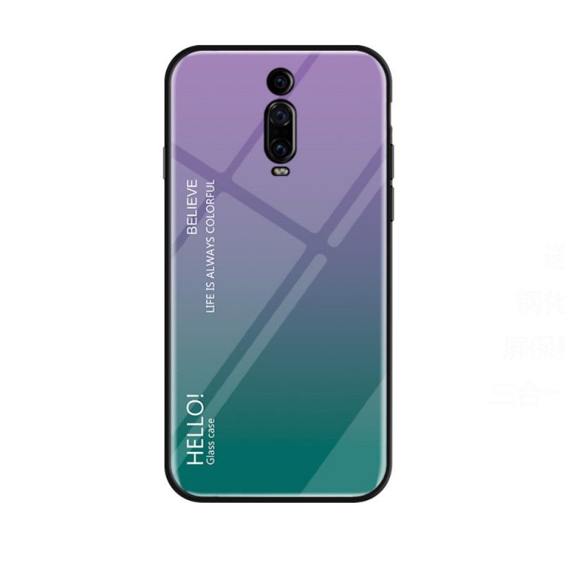 Hoesje Xiaomi Mi 9T / Mi 9T Pro Wit Zwart Hallo Gehard Glas