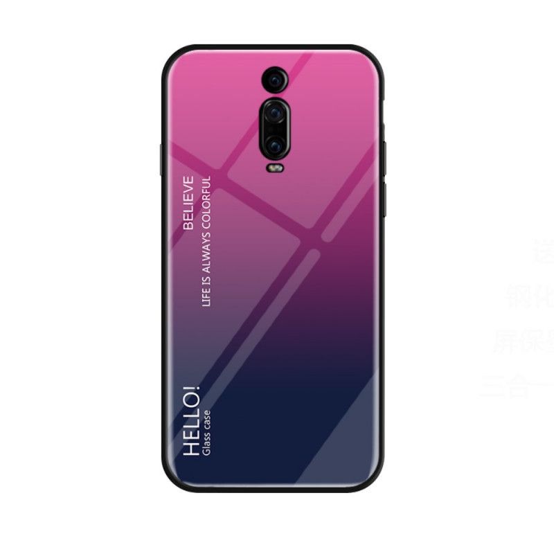 Hoesje Xiaomi Mi 9T / Mi 9T Pro Wit Zwart Hallo Gehard Glas