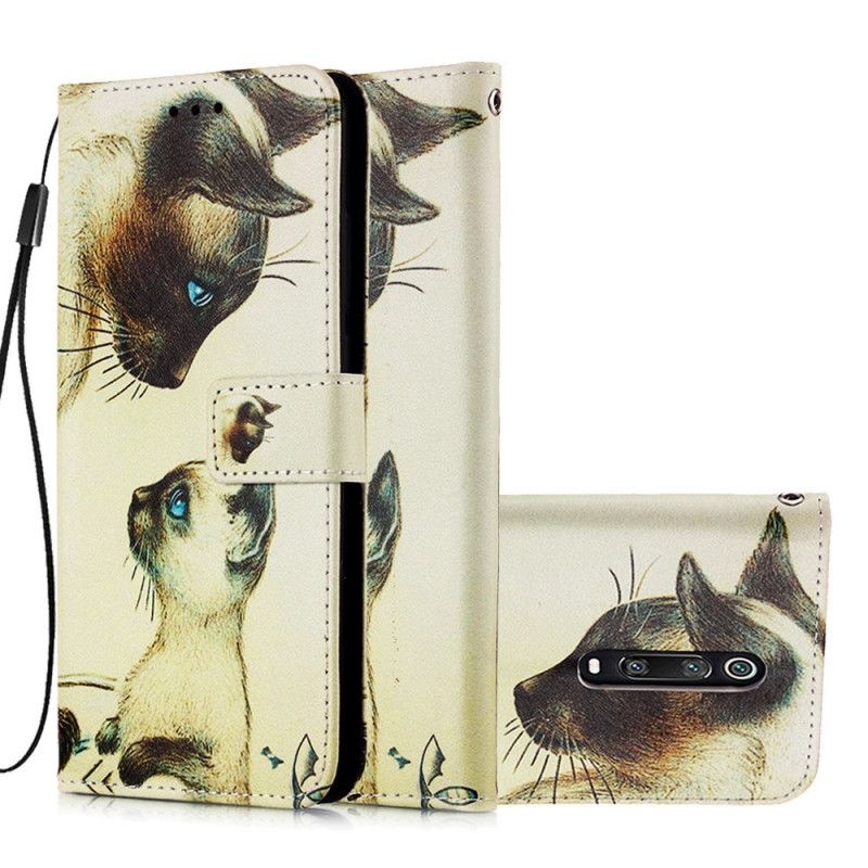 Leren Hoesje Xiaomi Mi 9T / Mi 9T Pro Telefoonhoesje Kitten En Mama Met String