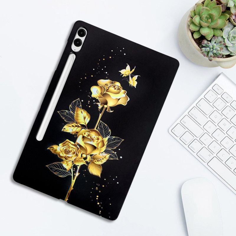 Cover Hoesje Samsung Galaxy Tab S10 Plus Telefoonhoesje Gouden Rozen