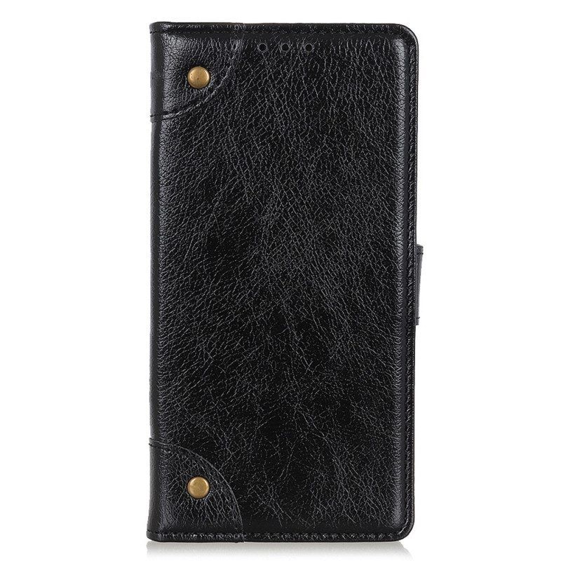 Leren Hoesje voor OnePlus 10T 5G Stijl Nappa Lederen Vintage Klinknagels
