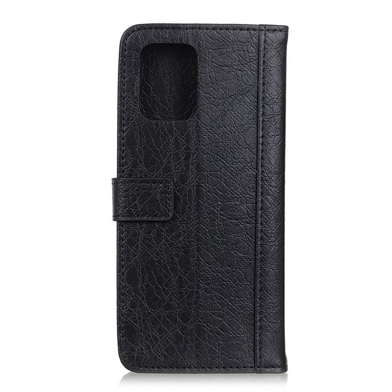 Bescherming Hoesje Samsung Galaxy A31 Marineblauw Zwart Neushoornstijl Van Imitatieleer