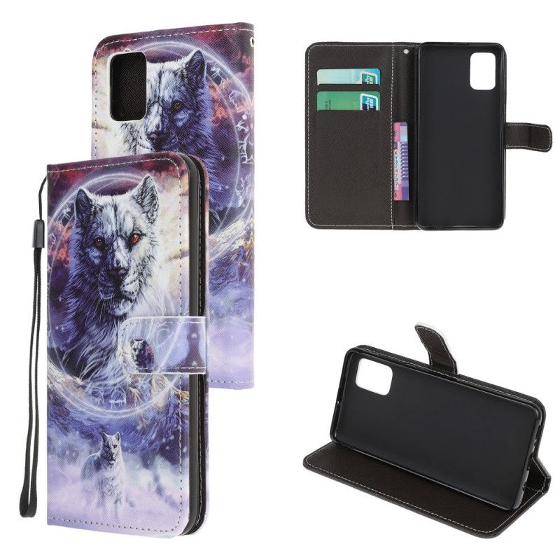 Bescherming Hoesje Samsung Galaxy A31 Telefoonhoesje Wolf In De Winter Met String