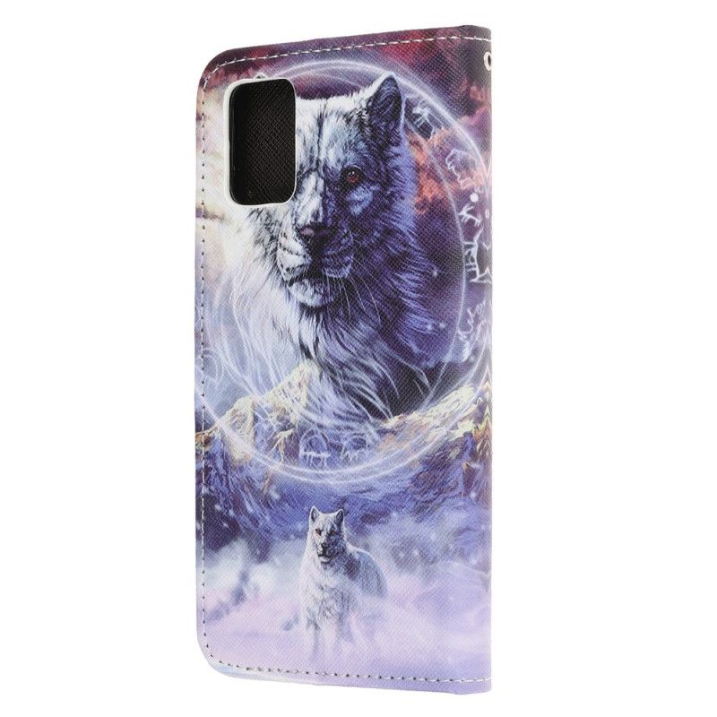 Bescherming Hoesje Samsung Galaxy A31 Telefoonhoesje Wolf In De Winter Met String