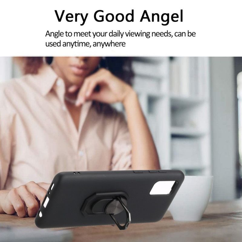 Case Hoesje Samsung Galaxy A31 Rood Zwart Telefoonhoesje Gemetalliseerde Ringsteun