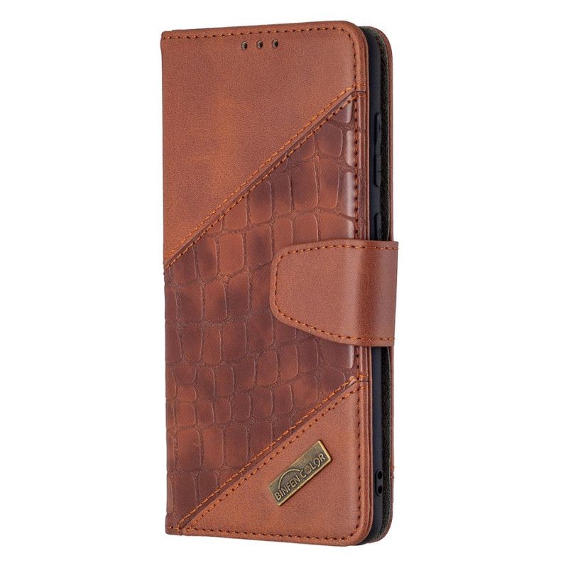 Cover Folio-hoesje Samsung Galaxy A31 Grijs Zwart Telefoonhoesje Klassiek Krokodillenleereffect