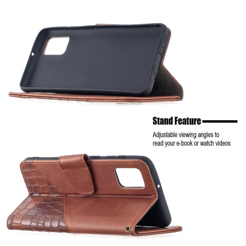 Cover Folio-hoesje Samsung Galaxy A31 Grijs Zwart Telefoonhoesje Klassiek Krokodillenleereffect