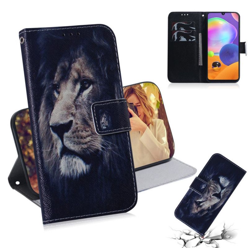 Cover Folio-hoesje Samsung Galaxy A31 Telefoonhoesje Dromende Leeuw