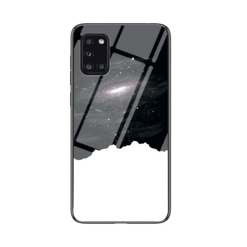 Cover Hoesje Samsung Galaxy A31 Grijs Wit Telefoonhoesje Schoonheid Gehard Glas