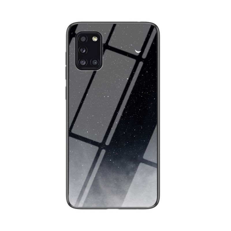 Cover Hoesje Samsung Galaxy A31 Grijs Wit Telefoonhoesje Schoonheid Gehard Glas