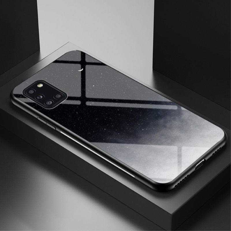 Cover Hoesje Samsung Galaxy A31 Grijs Wit Telefoonhoesje Schoonheid Gehard Glas