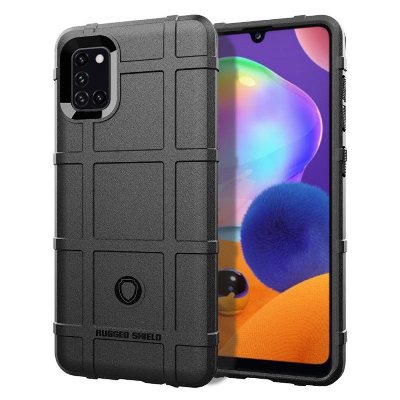Cover Hoesje Samsung Galaxy A31 Grijs Zwart Telefoonhoesje Robuust Schild