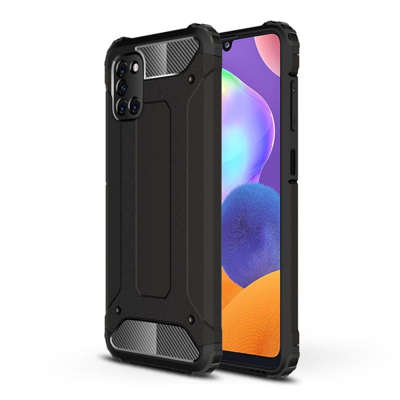 Cover Hoesje Samsung Galaxy A31 Rood Zwart Telefoonhoesje Overlevende