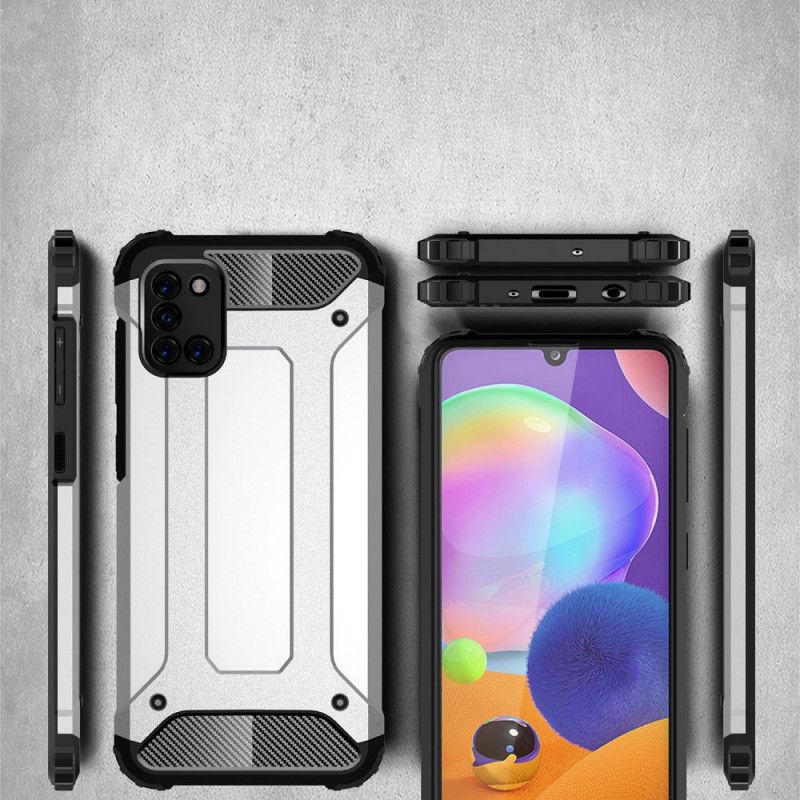 Cover Hoesje Samsung Galaxy A31 Rood Zwart Telefoonhoesje Overlevende