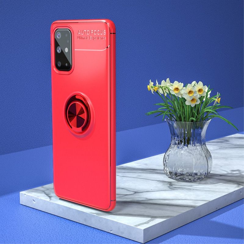 Cover Hoesje Samsung Galaxy A31 Rood Zwart Telefoonhoesje Roterende Ring