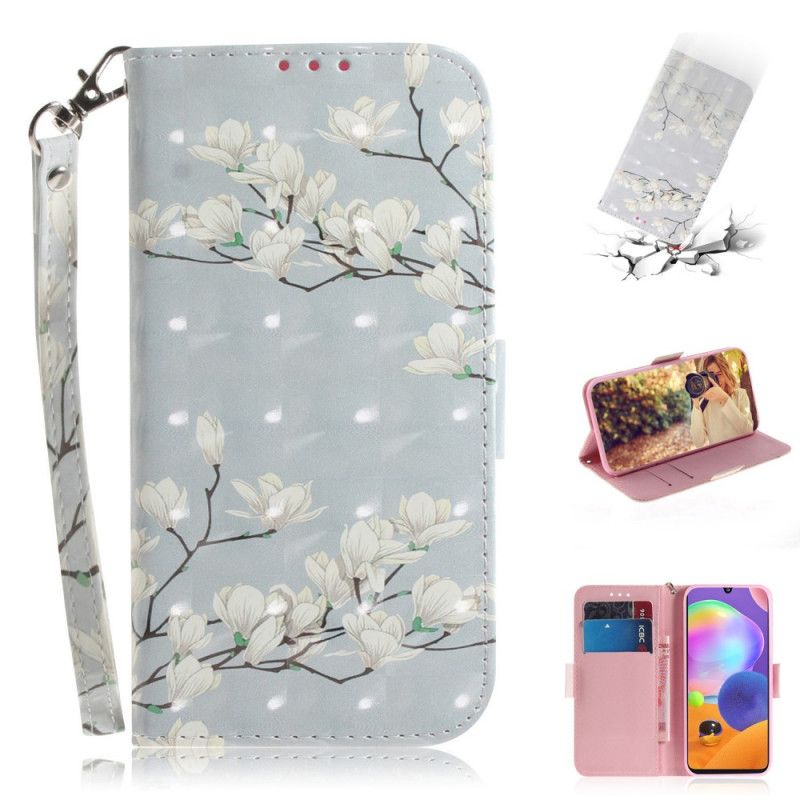 Flip Case Leren Samsung Galaxy A31 Bloeiende Boom Met String