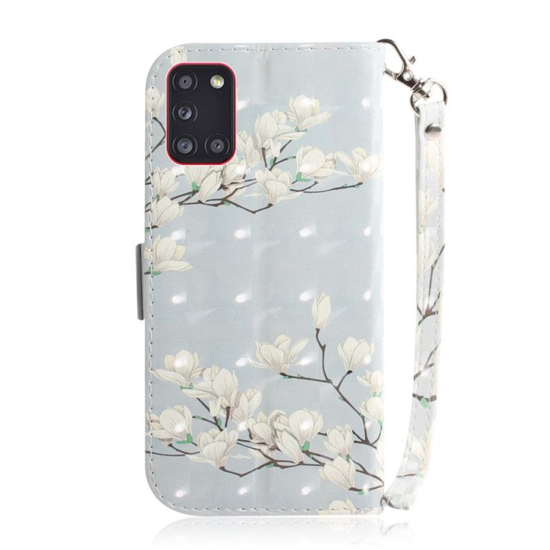 Flip Case Leren Samsung Galaxy A31 Bloeiende Boom Met String