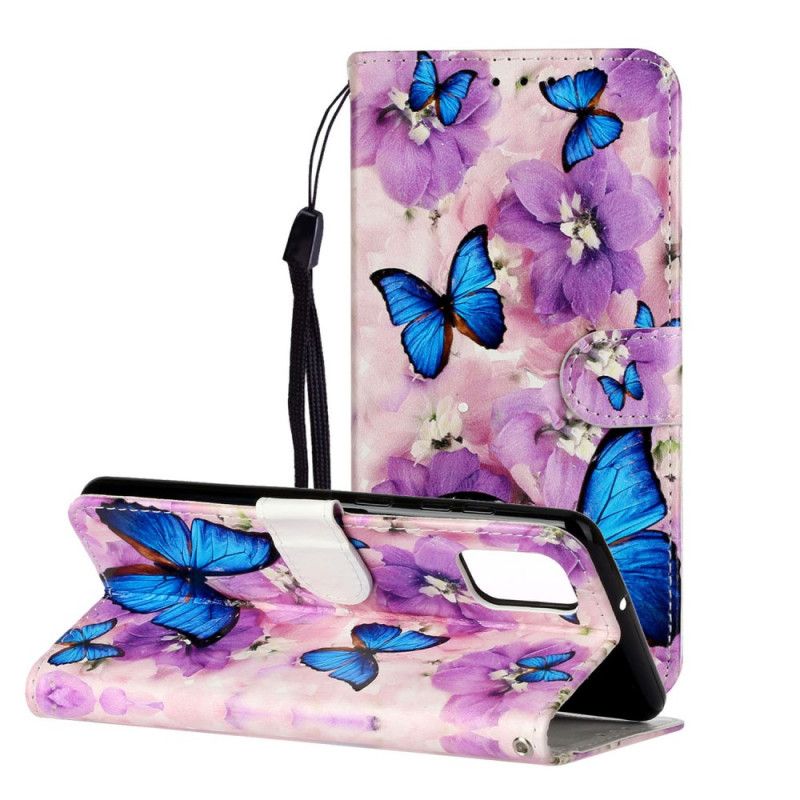 Flip Case Leren Samsung Galaxy A31 Bloemenvlinders