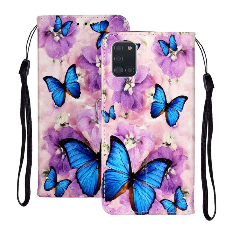Flip Case Leren Samsung Galaxy A31 Bloemenvlinders