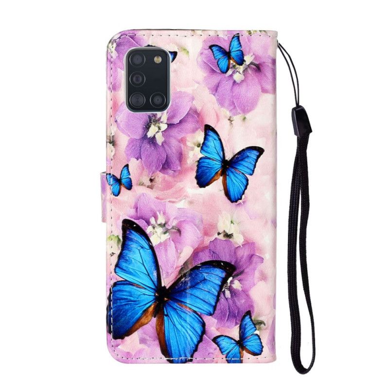Flip Case Leren Samsung Galaxy A31 Bloemenvlinders