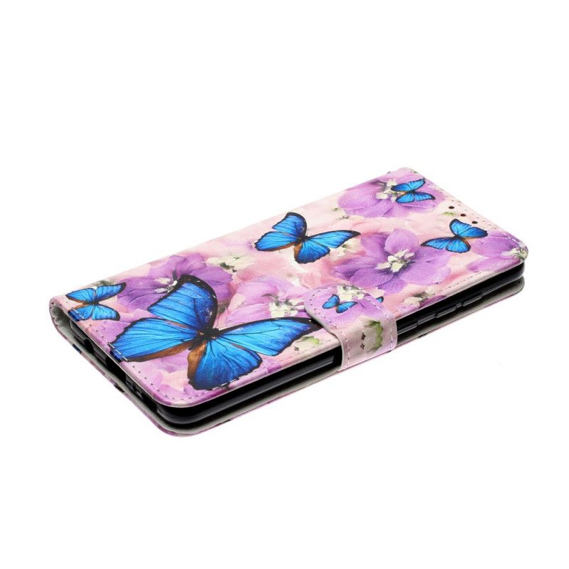 Flip Case Leren Samsung Galaxy A31 Bloemenvlinders