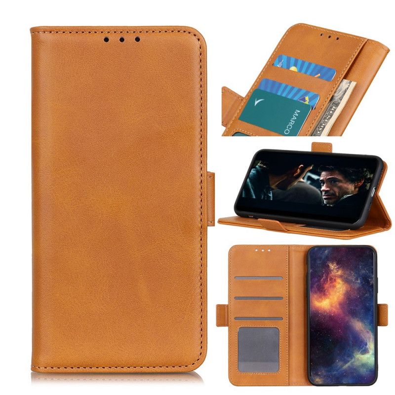 Flip Case Leren Samsung Galaxy A31 Donkerblauw Zwart Dubbele Klep