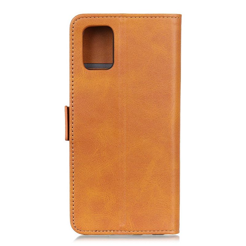 Flip Case Leren Samsung Galaxy A31 Donkerblauw Zwart Dubbele Klep