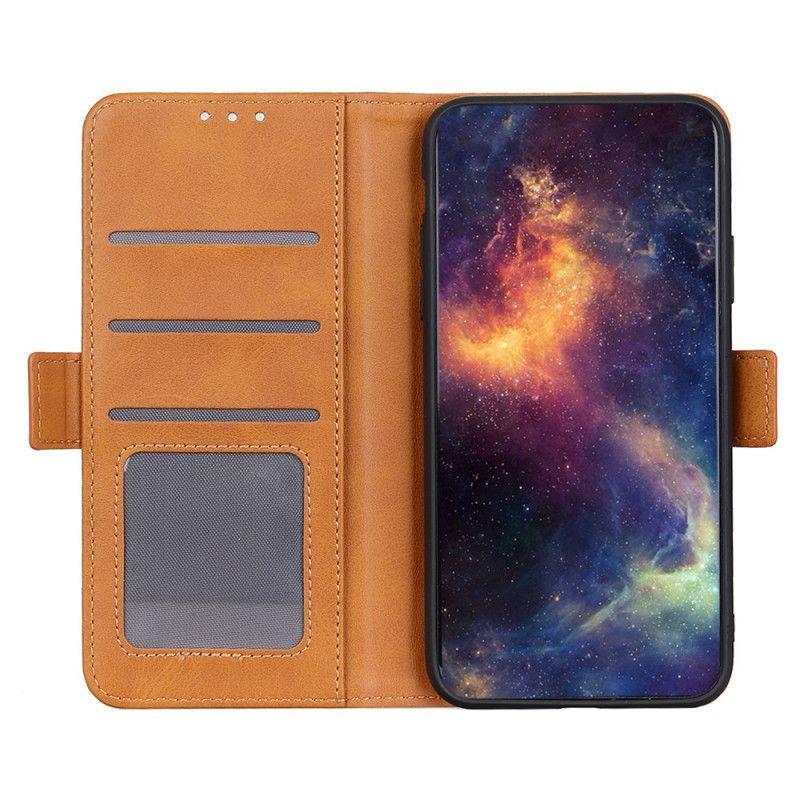 Flip Case Leren Samsung Galaxy A31 Donkerblauw Zwart Dubbele Klep