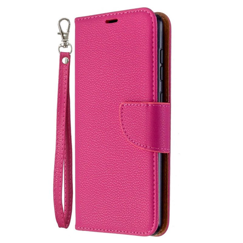Flip Case Leren Samsung Galaxy A31 Magenta Zwart Lychee Schuine Flap