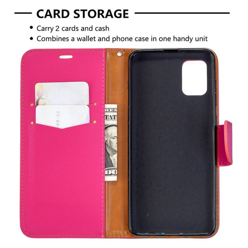 Flip Case Leren Samsung Galaxy A31 Magenta Zwart Lychee Schuine Flap