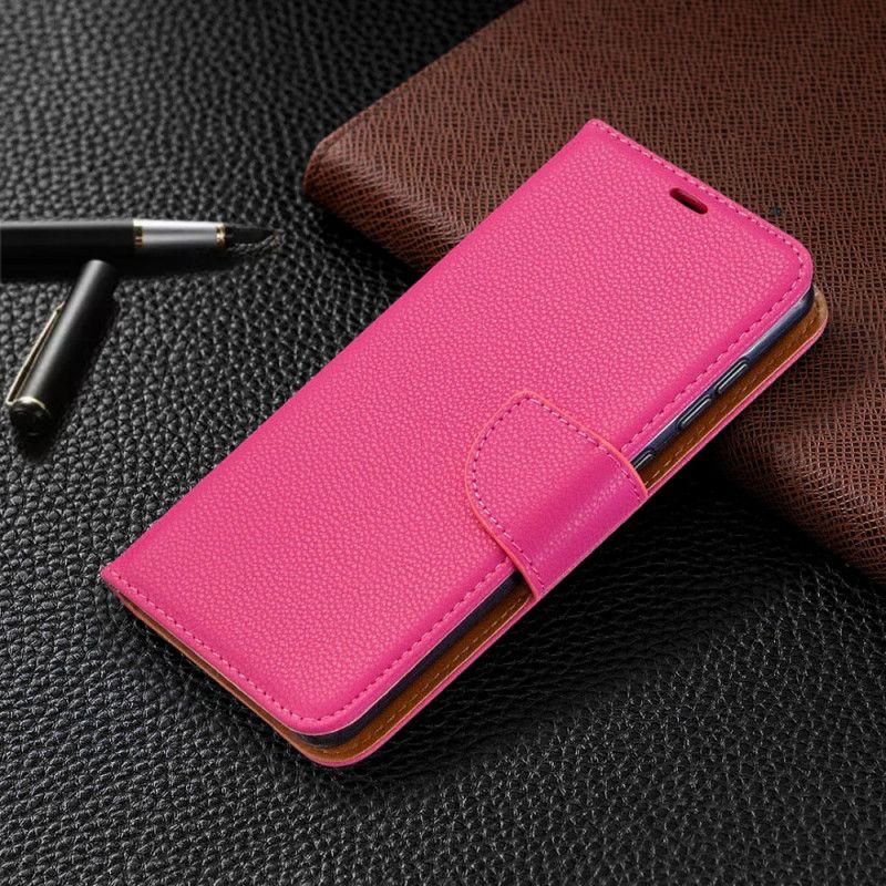 Flip Case Leren Samsung Galaxy A31 Magenta Zwart Lychee Schuine Flap