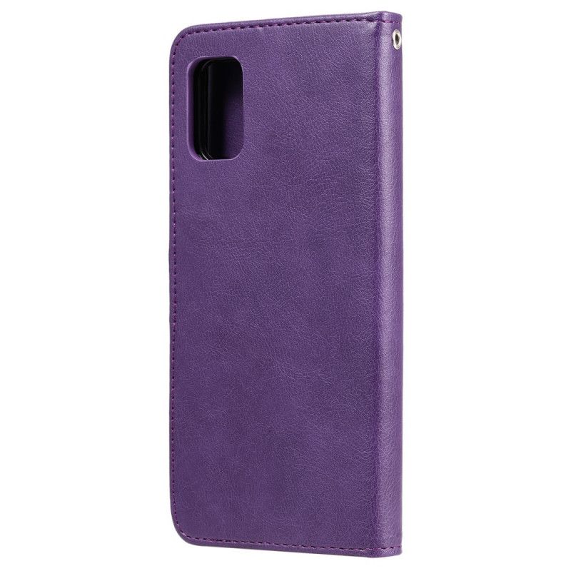 Flip Case Leren Samsung Galaxy A31 Rood Zwart Afneembare Schaal En Riem