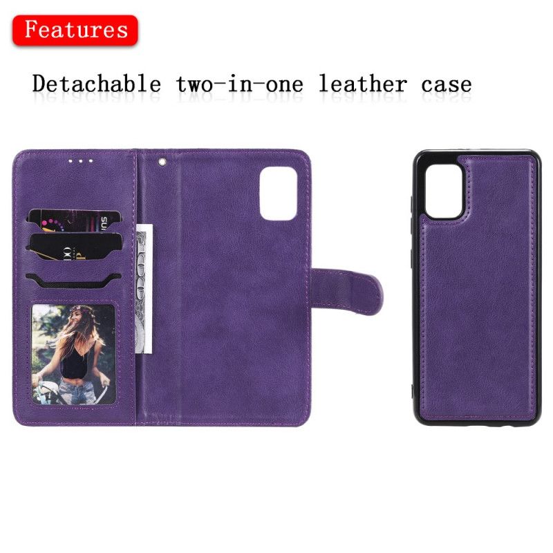Flip Case Leren Samsung Galaxy A31 Rood Zwart Afneembare Schaal En Riem