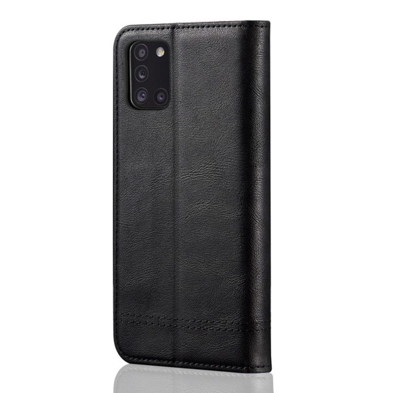 Folio-hoesje Samsung Galaxy A31 Bruin Rood Gestikt Leereffect