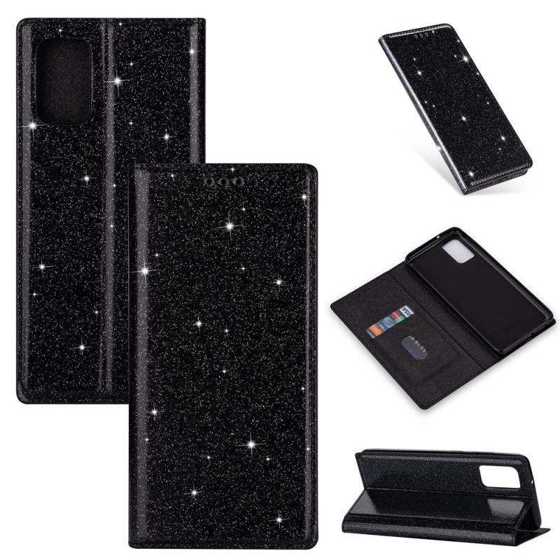Folio-hoesje Samsung Galaxy A31 Grijs Zwart Telefoonhoesje Glitterstijl