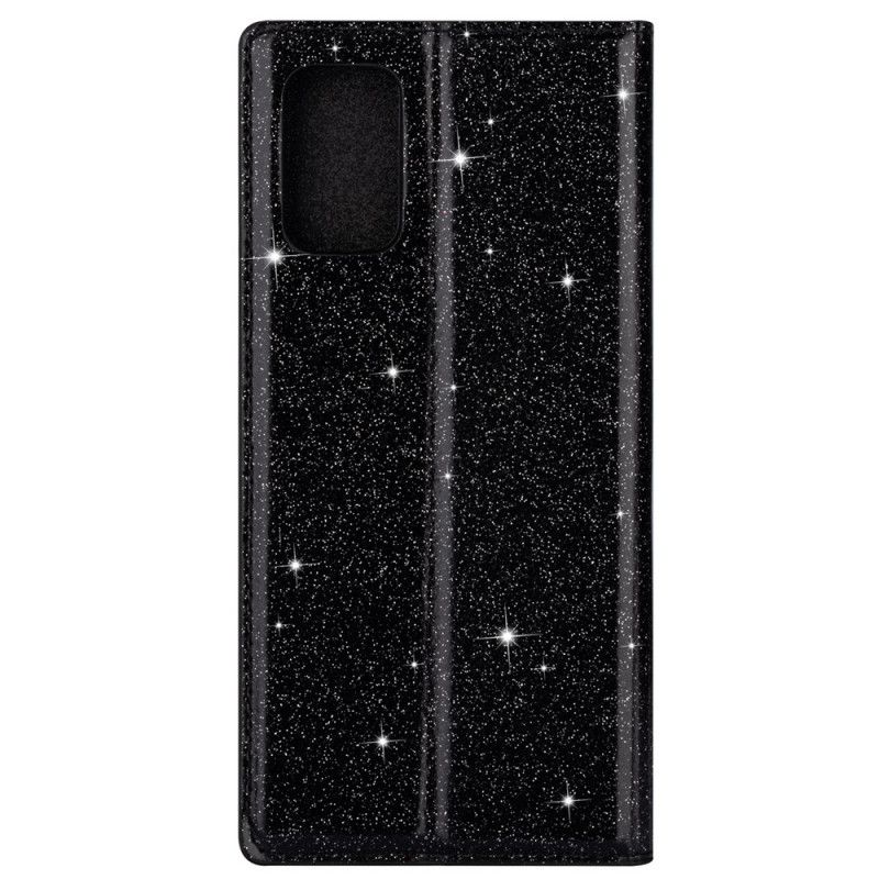 Folio-hoesje Samsung Galaxy A31 Grijs Zwart Telefoonhoesje Glitterstijl