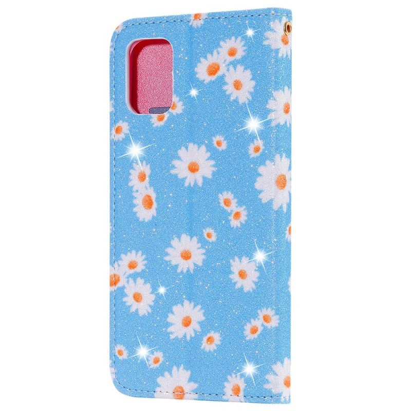 Folio-hoesje voor Samsung Galaxy A31 Oranje Roze Madeliefjes Kunstleer