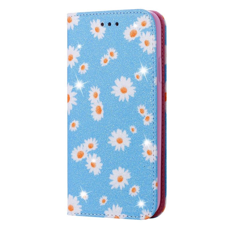 Folio-hoesje voor Samsung Galaxy A31 Oranje Roze Madeliefjes Kunstleer