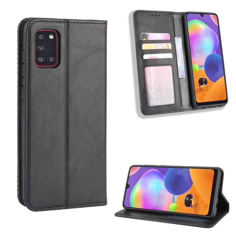 Folio-hoesje voor Samsung Galaxy A31 Rood Zwart Gestileerd Vintage Leereffect