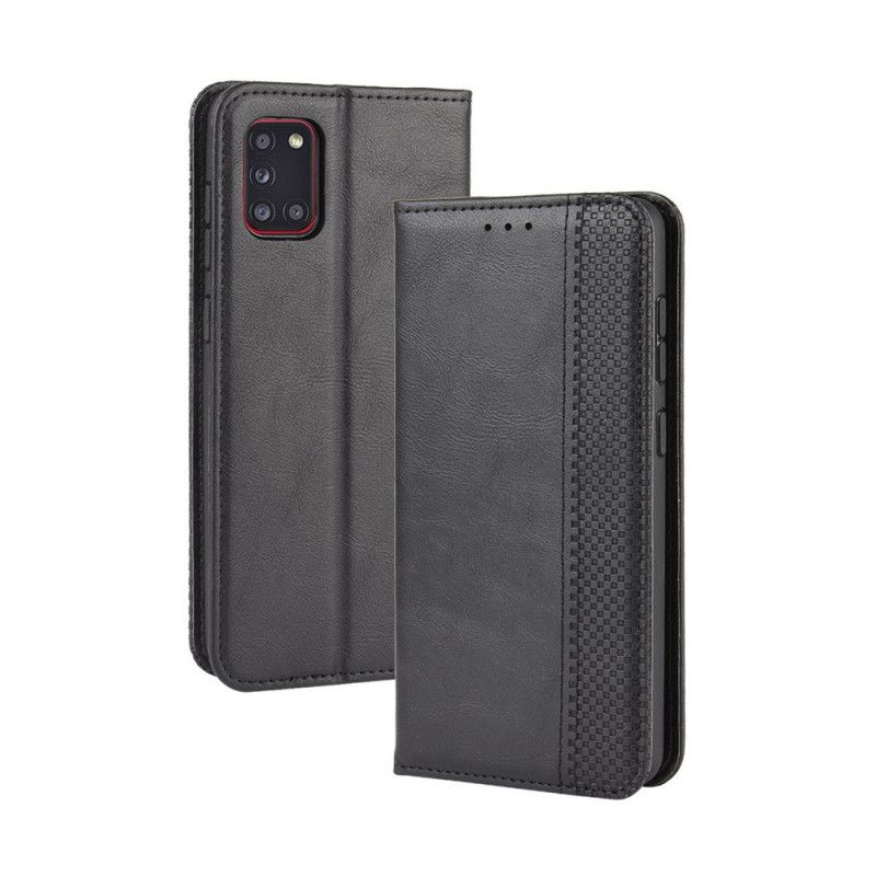 Folio-hoesje voor Samsung Galaxy A31 Rood Zwart Gestileerd Vintage Leereffect